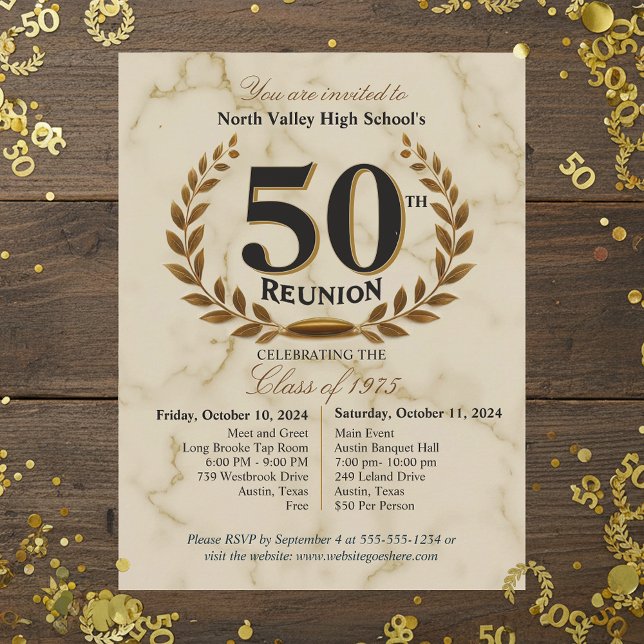 Elegant Class of 1975 50th High School Reunion Postcard (Creator Uploaded)