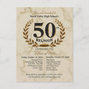 Elegant Class of 1976 50th High School Reunion Postcard