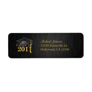 Elegant Class of 2011 Black / Gold Return Address Label