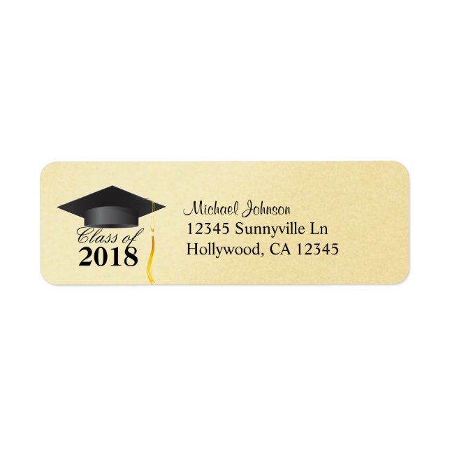 Elegant Class of 2018 Gold Return Address Label (Front)