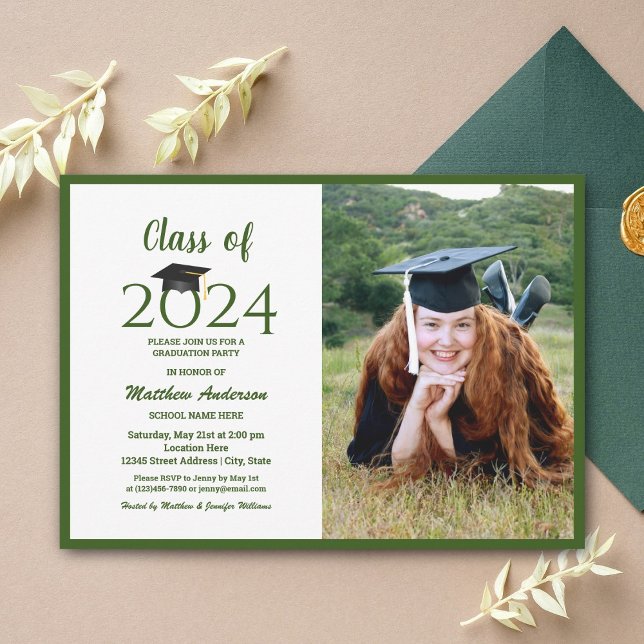 Elegant Class of 2024 Graduation Graduate Photo Invitation (Creator Uploaded)