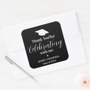 Elegant Class of 2024 Thank you Graduation Square Sticker