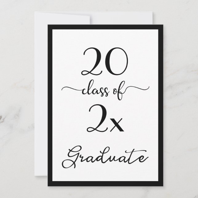 Elegant Class Of 2025 Black White Graduation Party Invitation (Front)