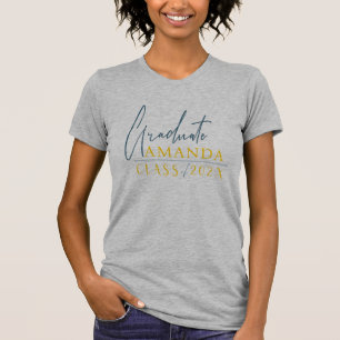 Elegant Class of 2025 Graduate School Logo Grey T-Shirt