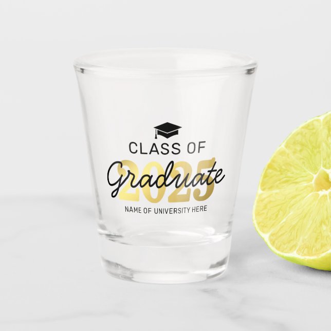 Elegant Class of 2025 Graduation Gift Shot Glass (Front)
