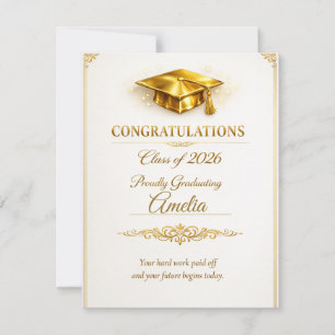 Elegant Class of 2026 Personalized Graduation Card