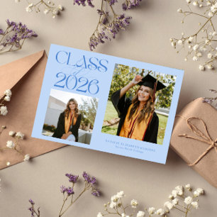 Elegant Class of 2026 Typography Grad Icy Blue Announcement