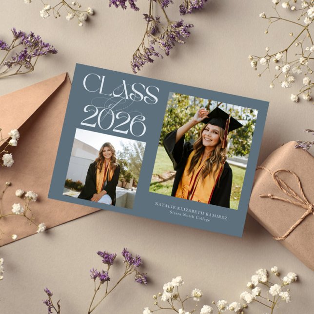 Elegant Class of 2026 Typography Grad Slate Blue Announcement (Creator Uploaded)