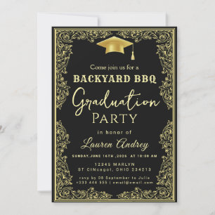 Elegant Class of 2027 Grad Party Invite with Gold 