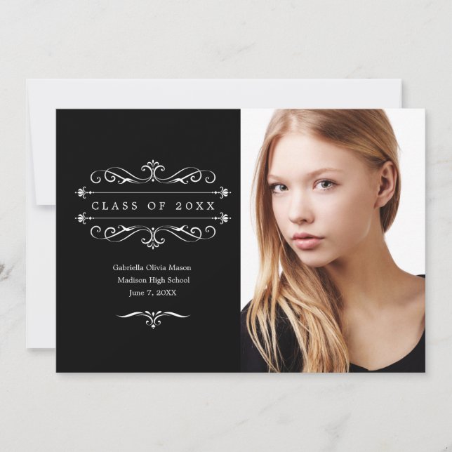 Elegant Class Of 20XX | Black Announcement (Front)