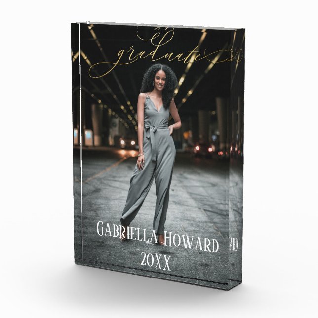 Elegant Class of 20XX Photo Acrylic Block (Right)