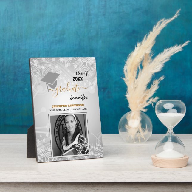 Elegant Class of 20XX, Photo, Topper Graduation Plaque (Side)