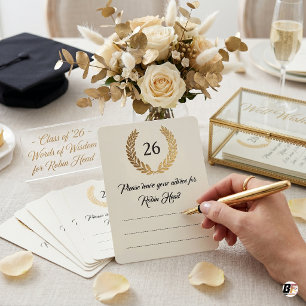 Elegant Class of '26 Gold Wreath Graduation Advice Thank You Card