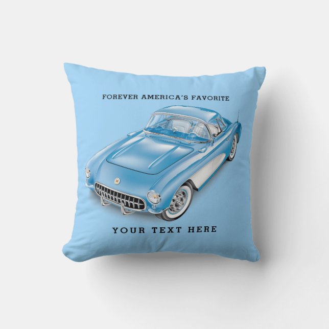 Elegant Classic 50’s Car Illustration Cushion (Front)