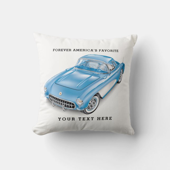 Elegant Classic 50’s Car Illustration Cushion (Front)