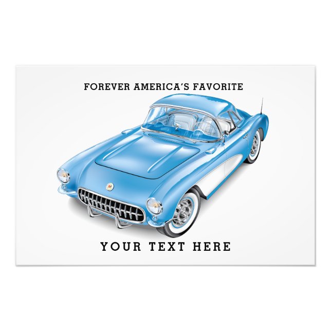 Elegant Classic 50’s Car Illustration Photo Print (Front)