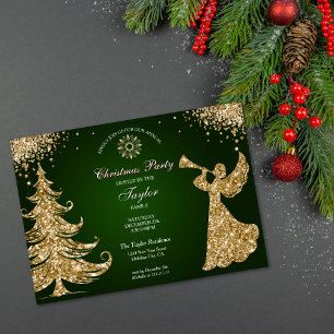 Elegant Classic Angel Christmas Dinner Party Invitation