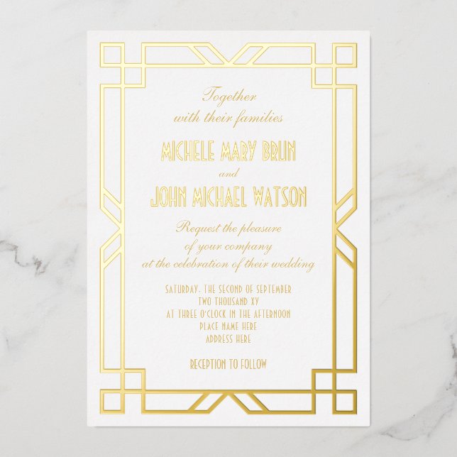 Elegant Classic Art Deco Simple FrameWhite Gold (Front)