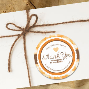 Elegant Classic Autumn Plaid Pattern Thank You  Classic Round Sticker
