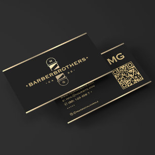 Elegant Classic Barber Pole Barbershop Black Business Card