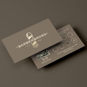 Elegant Classic Barber Pole Taupe Barbershop  Loyalty Card