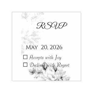 Elegant Classic Beige Magnolia RSVP Card Self-inking Stamp