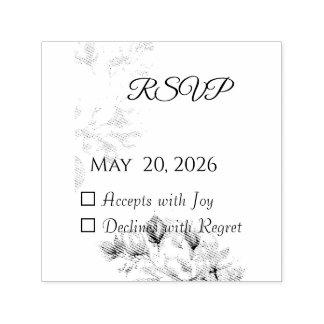 Elegant Classic Beige Magnolia RSVP Card Self-inking Stamp