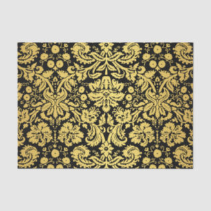 Elegant Classic Black and Gold Royal Damask Tissue Paper