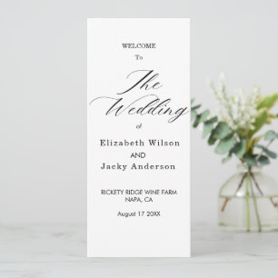 Elegant Classic Black and White Caligraphy Wedding Program
