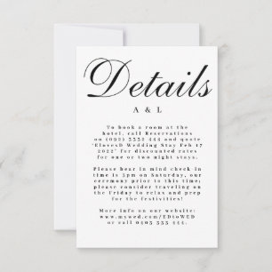 Elegant Classic Black and White Caligraphy Wedding RSVP Card