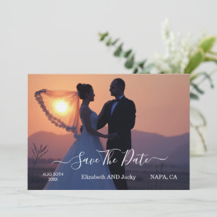 Elegant Classic Black and White Caligraphy Wedding Save The Date