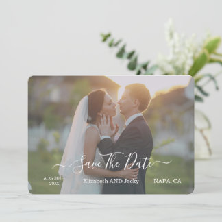 Elegant Classic Black and White Caligraphy Wedding Save The Date