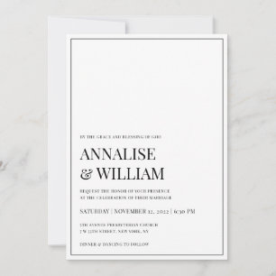 Elegant Classic Black and White Christian Wedding Invitation