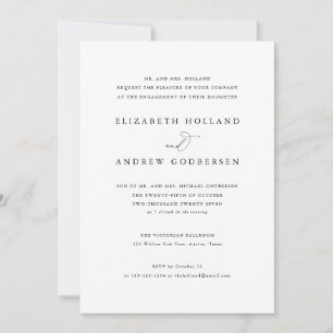 Elegant Classic Black And White Engagement Party  Invitation