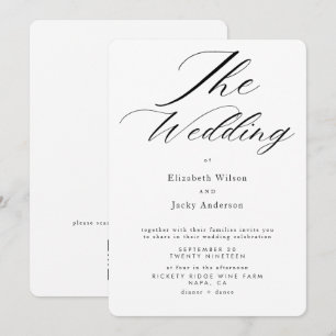 Elegant Classic Black and White QR code Wedding Invitation