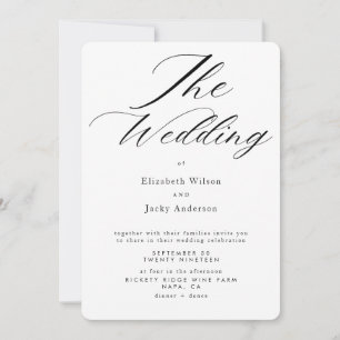 Elegant Classic Black and White QR code Wedding Invitation