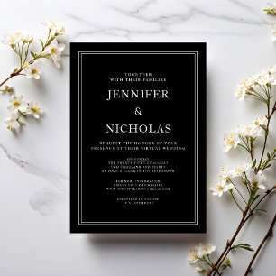 Elegant Classic Black And White Virtual Wedding Invitation