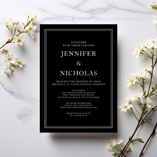 Elegant Classic Black And White Virtual Wedding Invitation (Elegant Classic Black And White Virtual Wedding Invitation)
