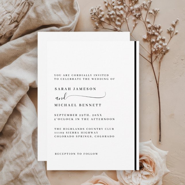 Elegant Classic Black and White Wedding Invitation (Creator Uploaded)