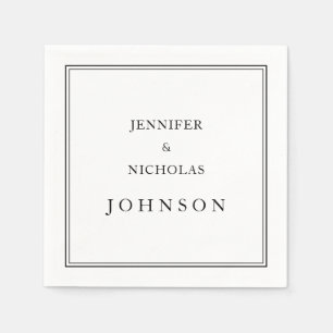 Elegant Classic Black And White Wedding Napkin