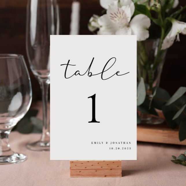 Elegant Classic Black and White Wedding  Table Number (Creator Uploaded)