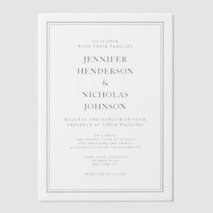 Elegant Classic Black And White Wedding Vellum Invitations
