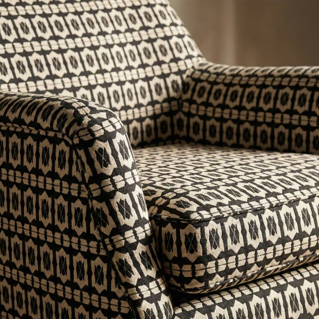 Elegant Classic Black & Beige Geometric Pattern Fabric (Creator Uploaded)