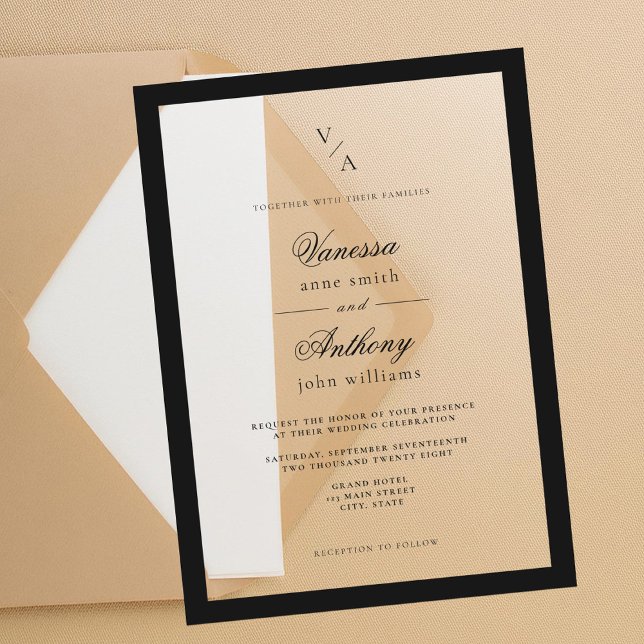 Elegant Classic Black Border Wedding Acrylic Invitations (Creator Uploaded)