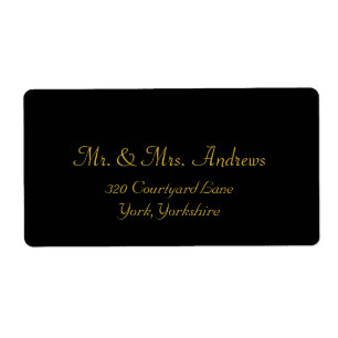 Elegant Classic Black & Gold Script Wedding Label