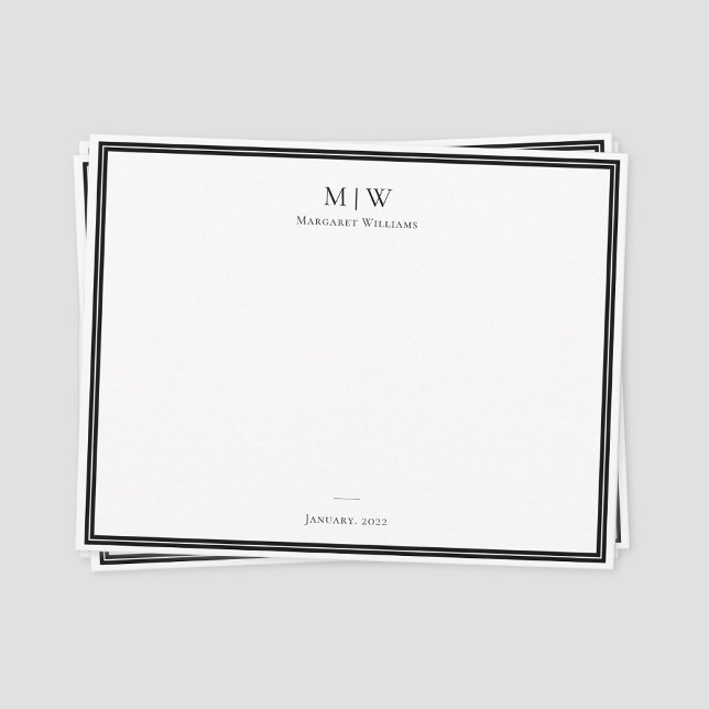 Elegant Classic Black Monogram Professional Card (Classic monogram name thank you note card)