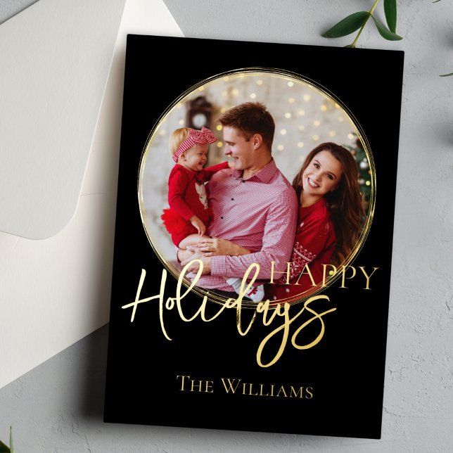 Elegant Classic Black Photo Holiday Card (Creator Uploaded)