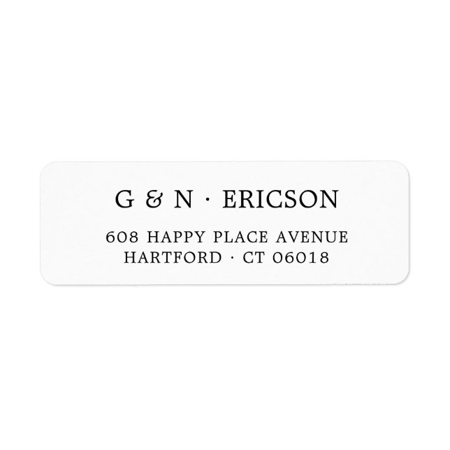 Elegant Classic Black Wedding Return Address Label (Front)