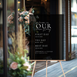 Elegant, Classic, Black, WELCOME TO OUR LOVE STORY Acrylic Sign