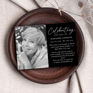 Elegant Classic Black White Celebration of Life Invitation